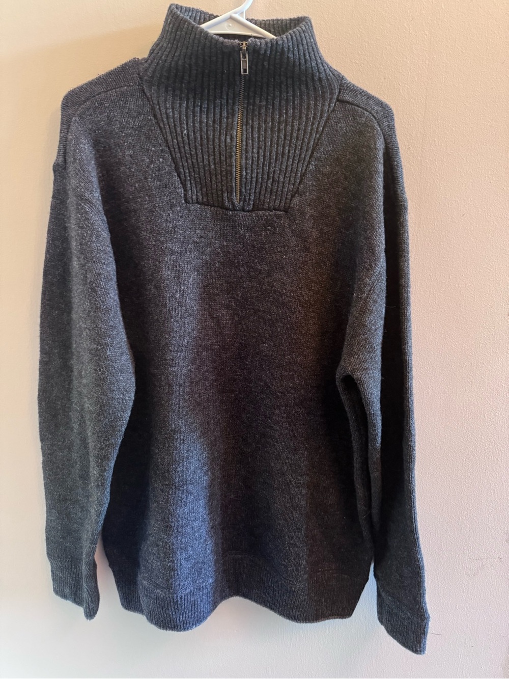 Aran Sweater Market XXL 100% Merino Wool Quarter Zip Sweater Made Ireland
